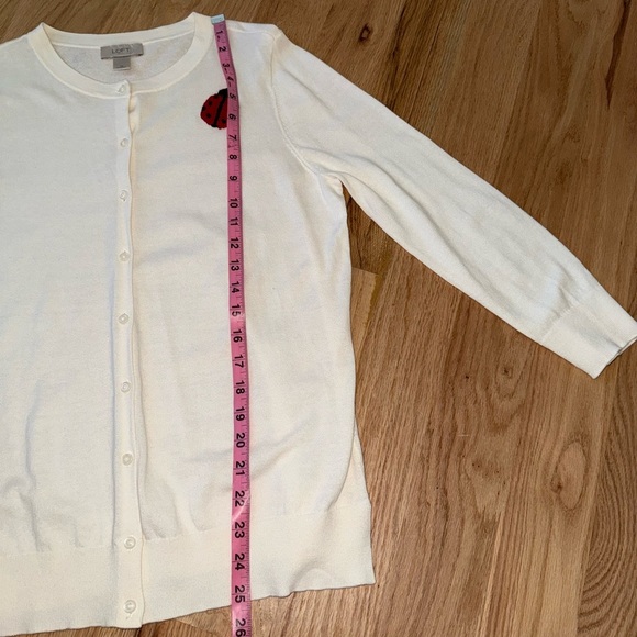 100% Cotton Ladybug Embroidered Ivory Cream Button Cardigan Medium - Picture 9 of 12